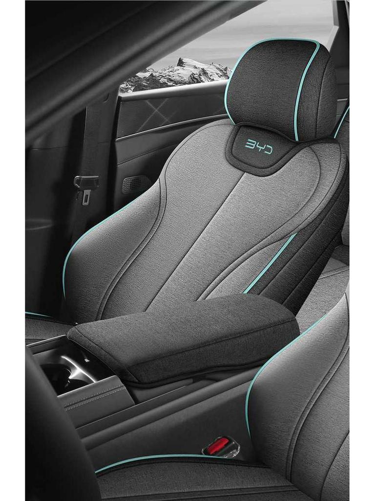All-Season BYD Qin L Seat Covers: Breathable Linen with Perforated Leather, Fully Enclosed and Ventilated