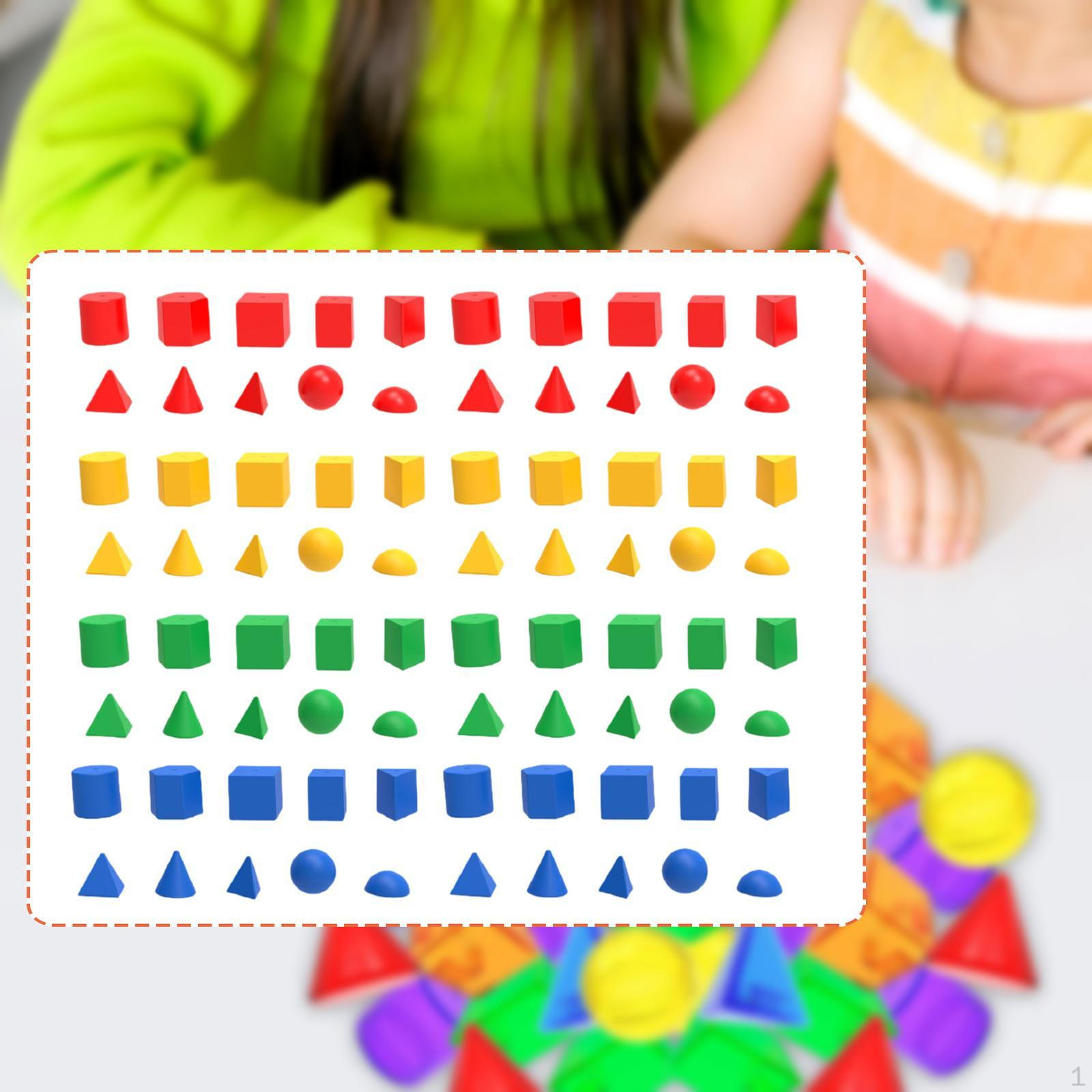 80 Pieces Geometric Shapes Blocks Math Manipulatives Teaching Aids Sorting and Stacking Toys for