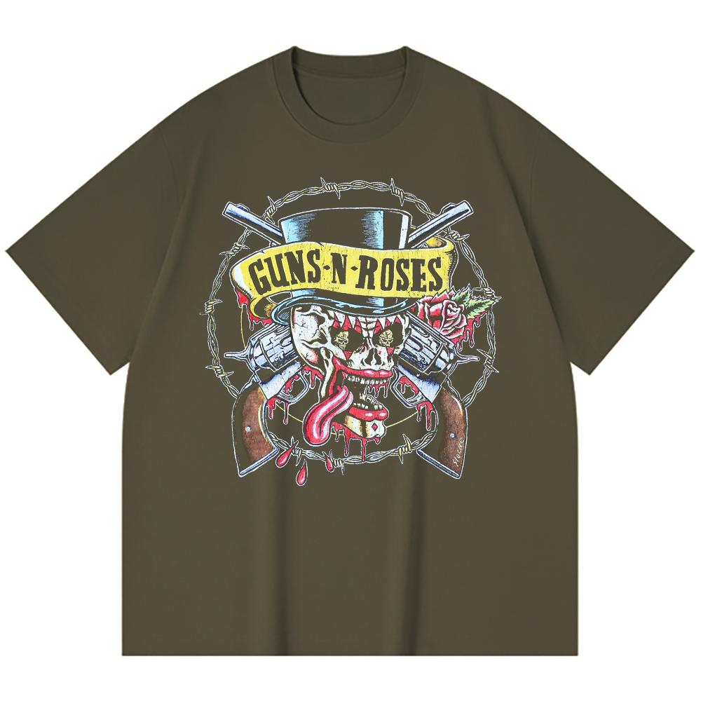 Camiseta de Algodón Pesado 100% 230 Gsm Camiseta de Algodón Pesado Unisex con Estampado de Banda de Rock Música Popular