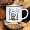 Nuove Tazze da Campeggio Smaltate Stampate Caravan Campeggio Avventura Falò Festa Tazza per Birra Succo Tazze con Manico Montagna Regali per Camper