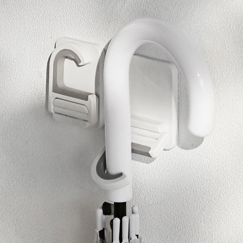 Nástěnný držák na koště a mop, samolepicí držák na koště, kartáč a mop, organizér, kuchyňský úložný prostor, víceúčelový háček