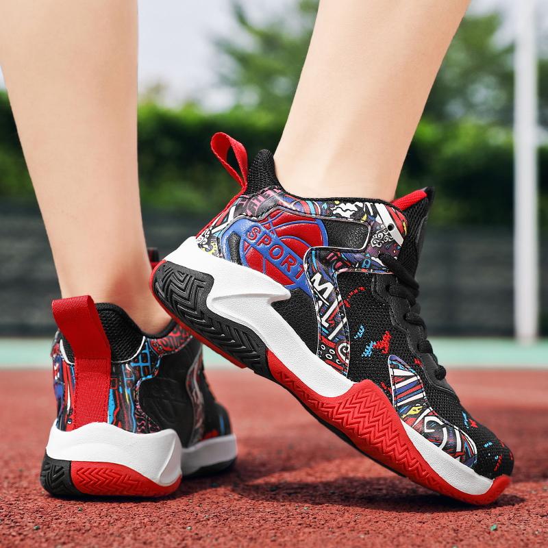31-40 Tenårings Pluss Størrelse Sklisikker Slitesterk Pustende Mote Høye Basketballsko Fritidssko