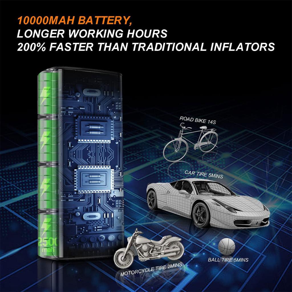 Portable Air Compressor Electric Car Pump Automatic Motorcycle-Tire Inflator Digital Pressure Gauge Detect with LED Lamp