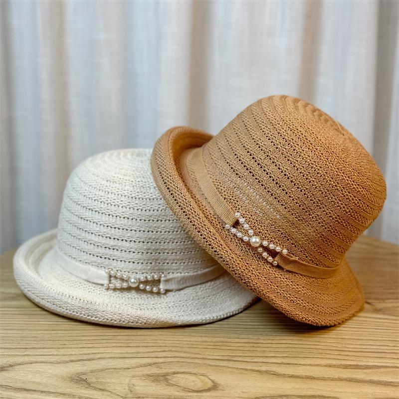 Chic Pearl Summer Hat For Women Lightweight Breathable Bucket Hat For Outdoor Activities