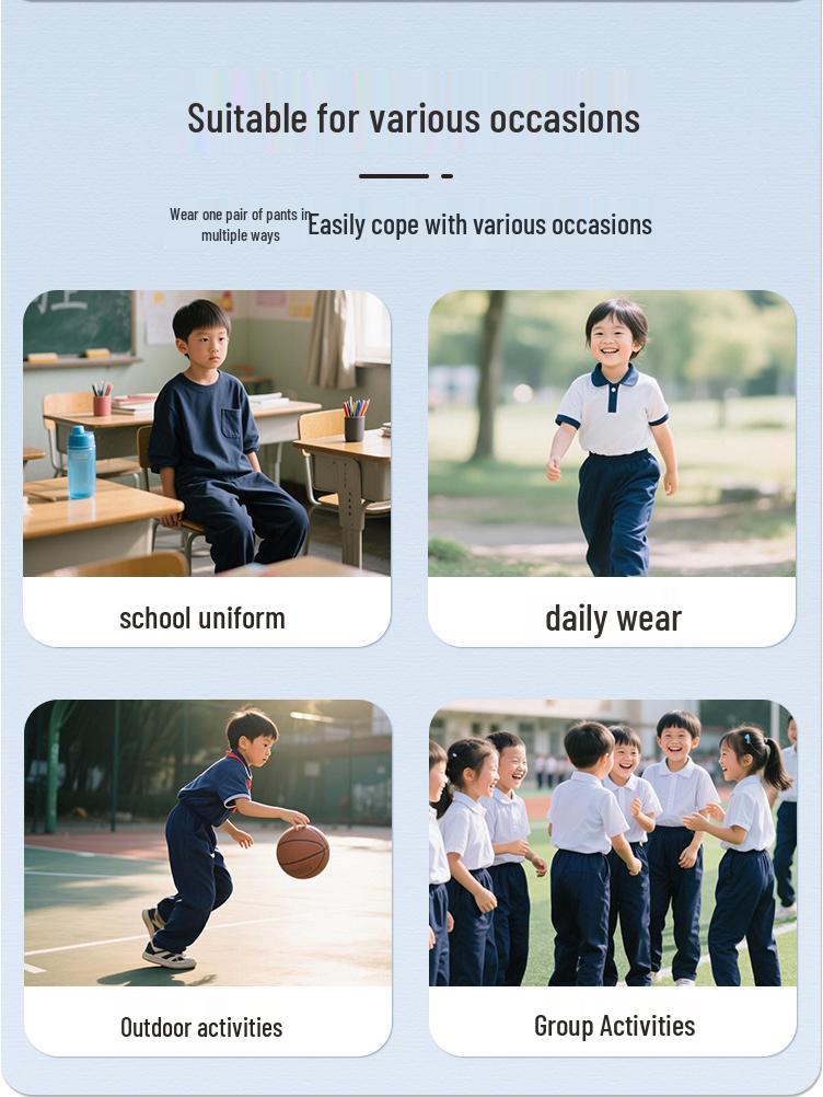 Kinder-verdickte Marineblau, Schwarz und Grau Sporthosen mit Bündchen - Unisex Schuluniform für Jungen und Mädchen (Frühling Herbst)
