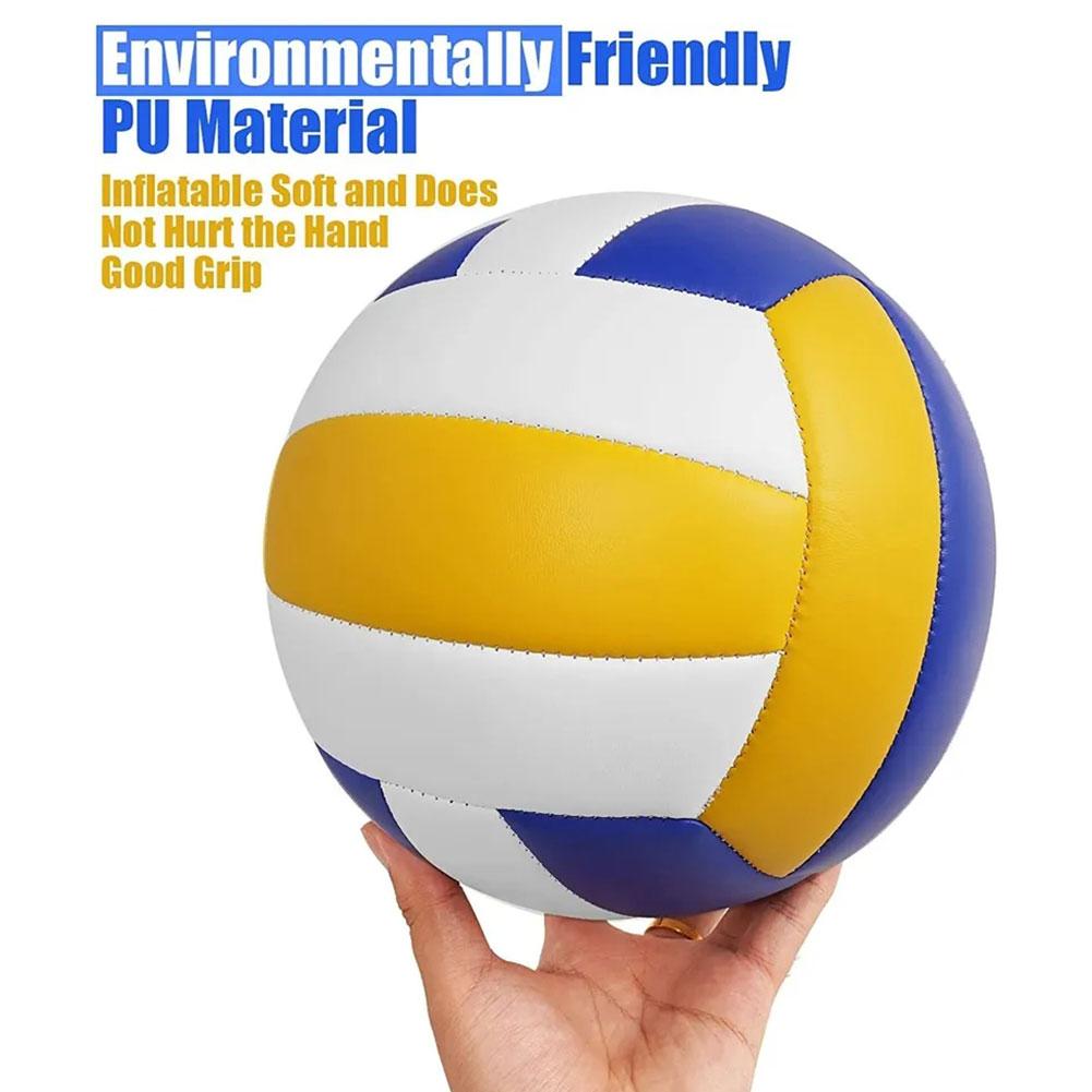 Size 5 Standard Volleyball Blue White Yellow PU Soft Outdoor Beach Waterproof Ball Inside School Inflatable Practice Volley I1V3