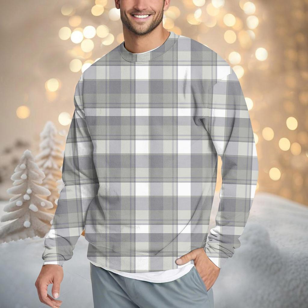 Herren Casual Fashion Bequemes kariertes Pullover-Sweatshirt mit Rundhalsausschnitt