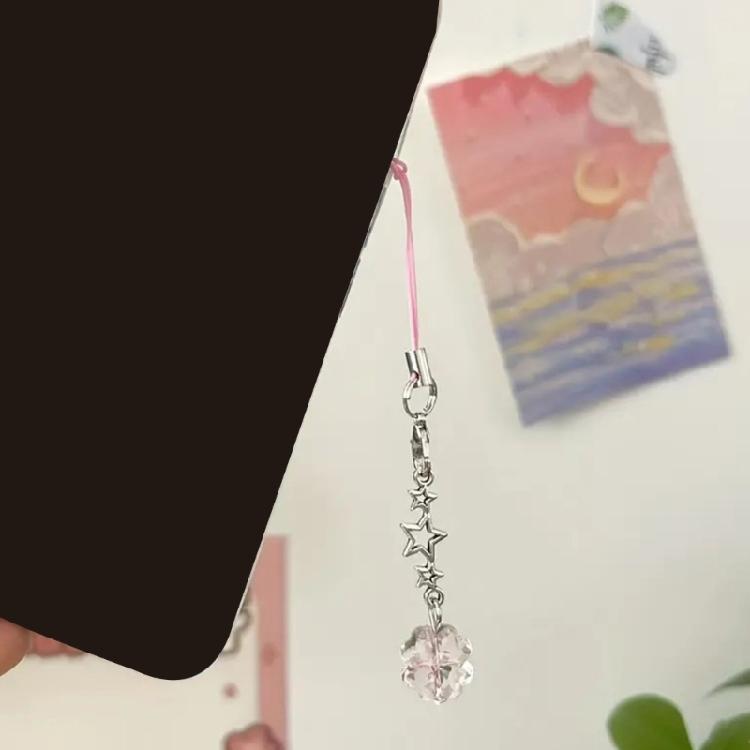 Elegant Crystal Clovers Phone Accessory Youthful Crystal Four Leaf Clovers Phone Hanging Charm Stylish Phone Charm Gift