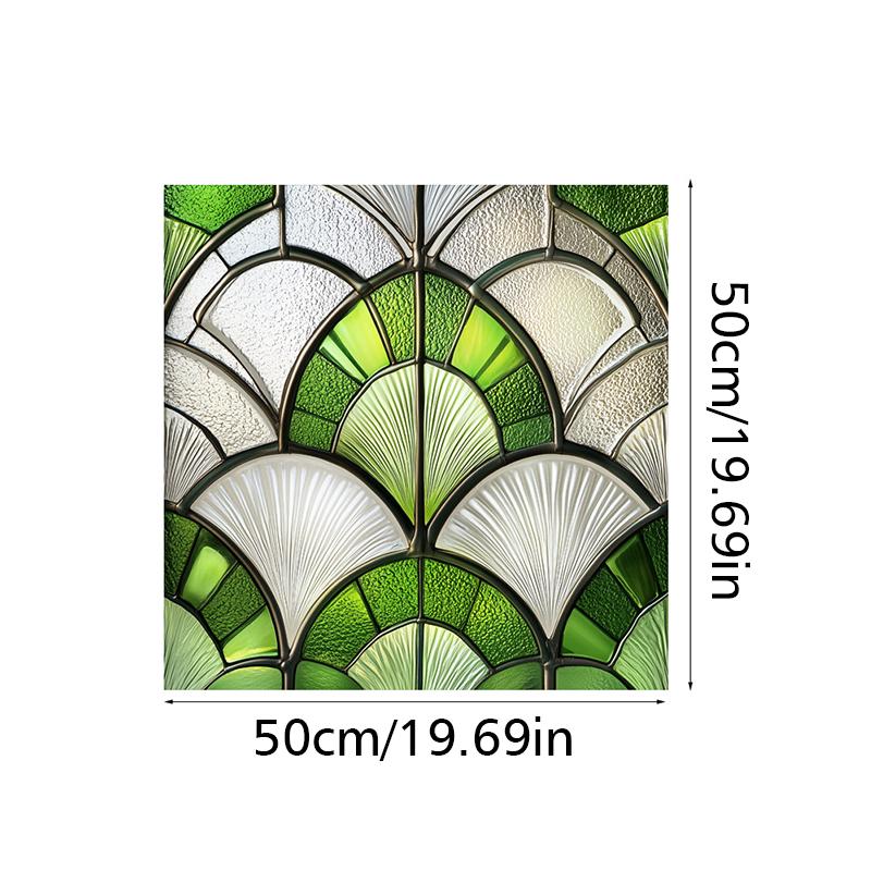50x50cm Vintage Pattern PVC Patch Colorful Fan Shaped Film Durable Privacy Decor
