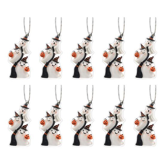 2/3/5/8/10Pcs Halloween Keychain Pendant 2D Spooky Ghost Pumpkin Design Acrylic Halloween Decoration Keychain Pendant