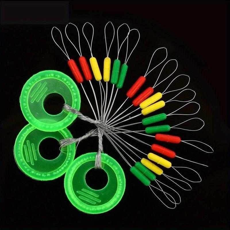 600pcs 100 Groups Float Stopper Fishing Bobber Stopper Float Oval Bean Space Fishing Line Tackle Accessories