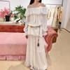 Spring/Summer Ruffle One-Shoulder Top & Shirred Half Skirt Set