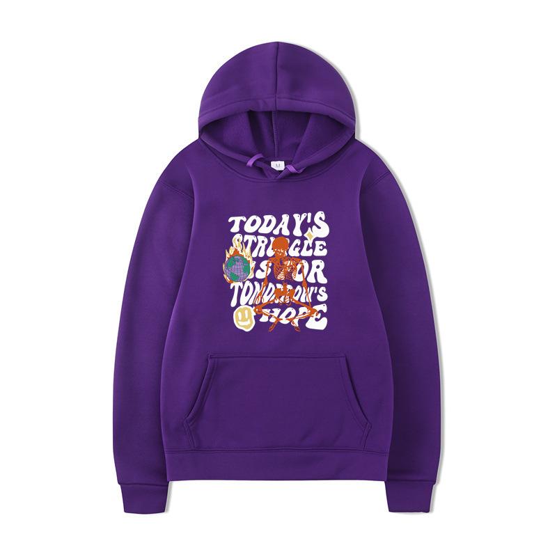 Textual Skeleton Hoodies Print Fashion Sweatshirt Hip Hop Casual Unisex Autumn Winter Fleece Streetwear Tops