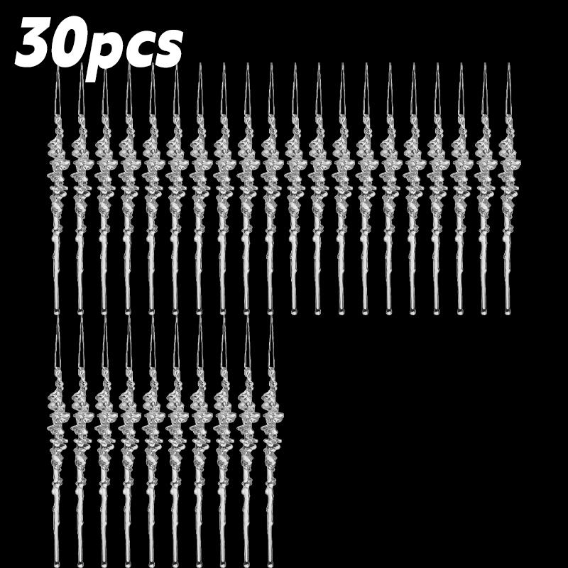 Transparent Christmas Tree Drop Ornament Acrylic Icicle Ornament Pendant Snow Ice Spike Cone Threaded Festival Party Decorations