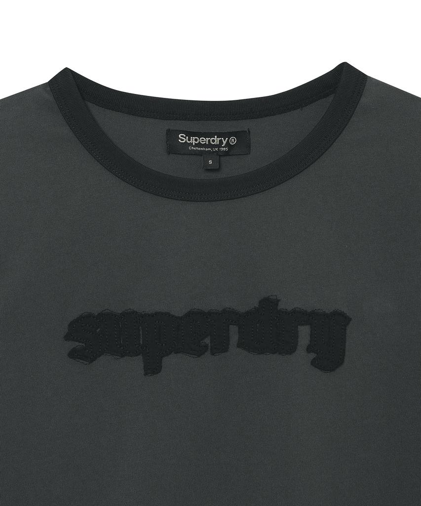 Syupeodeulai Women'S Vintage Logo Patch Ringer T-Shirt Charcoal Sdfiscq50Chl