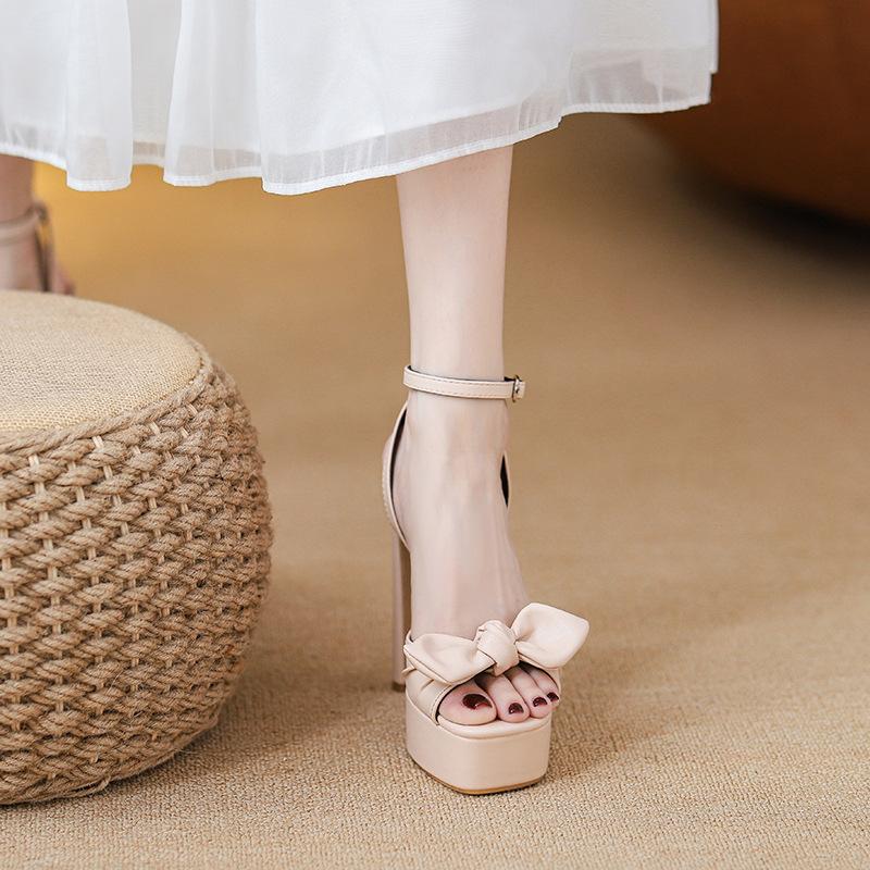 Hate the sky high sandals imperial sister style fashion bow thick heel thick sole waterproof table night high heels women's 2025 new