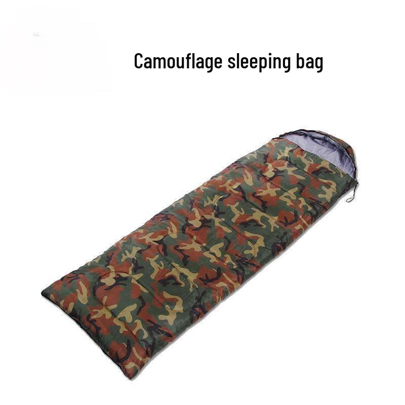 OEING Outdoor Camouflage Hooded Envelope Sleeping Bag 190+30x75cm