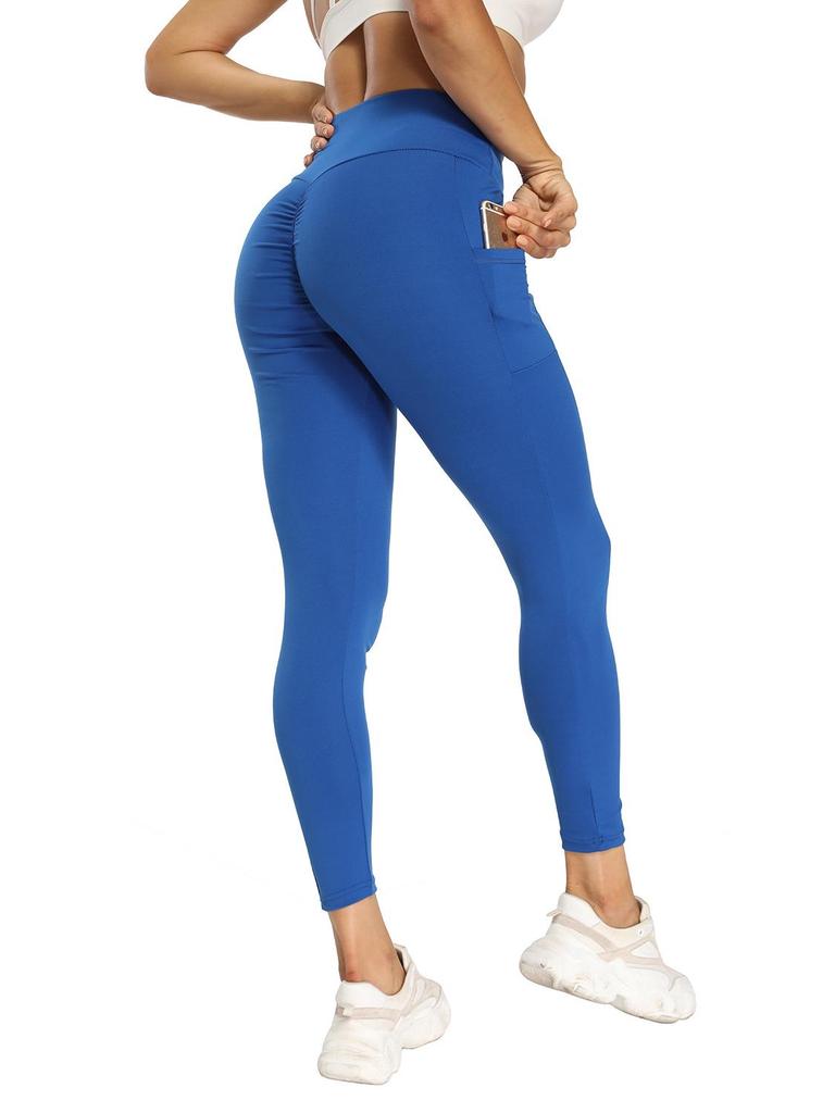 European & American Athletic Yoga Leggings with Pockets - High-Waisted, Hip-Lifting, Ideal for Fitness & Running.