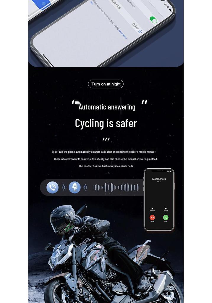 A1 Bluetooth Full Face Helmet Earphones, Waterproof Noise-Cancelling Motorcycle Intercom