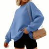 Women's Fashion Long Sleeve Solid Color Round Neck Loose Pullover Sweater Top