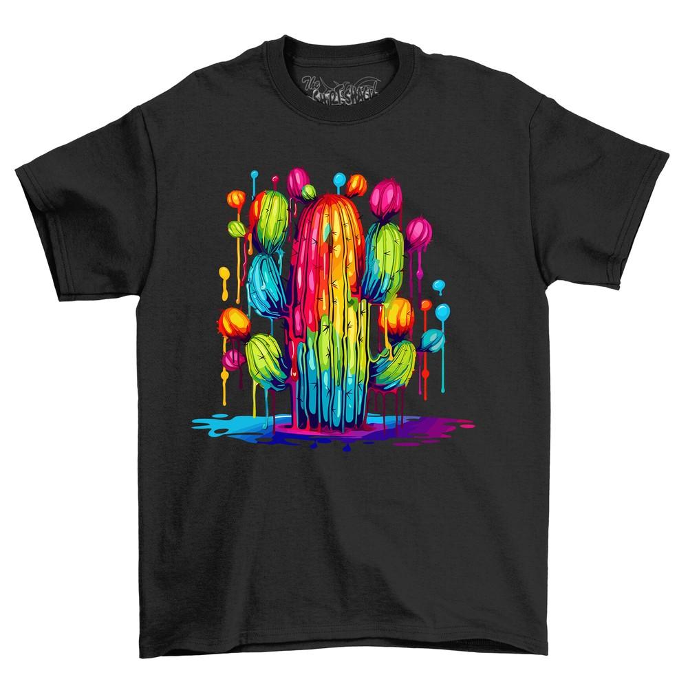 Cactus 2 Dripping Paint Effect T-Shirt - Funny and Prickly! 100% cotton, Funny t