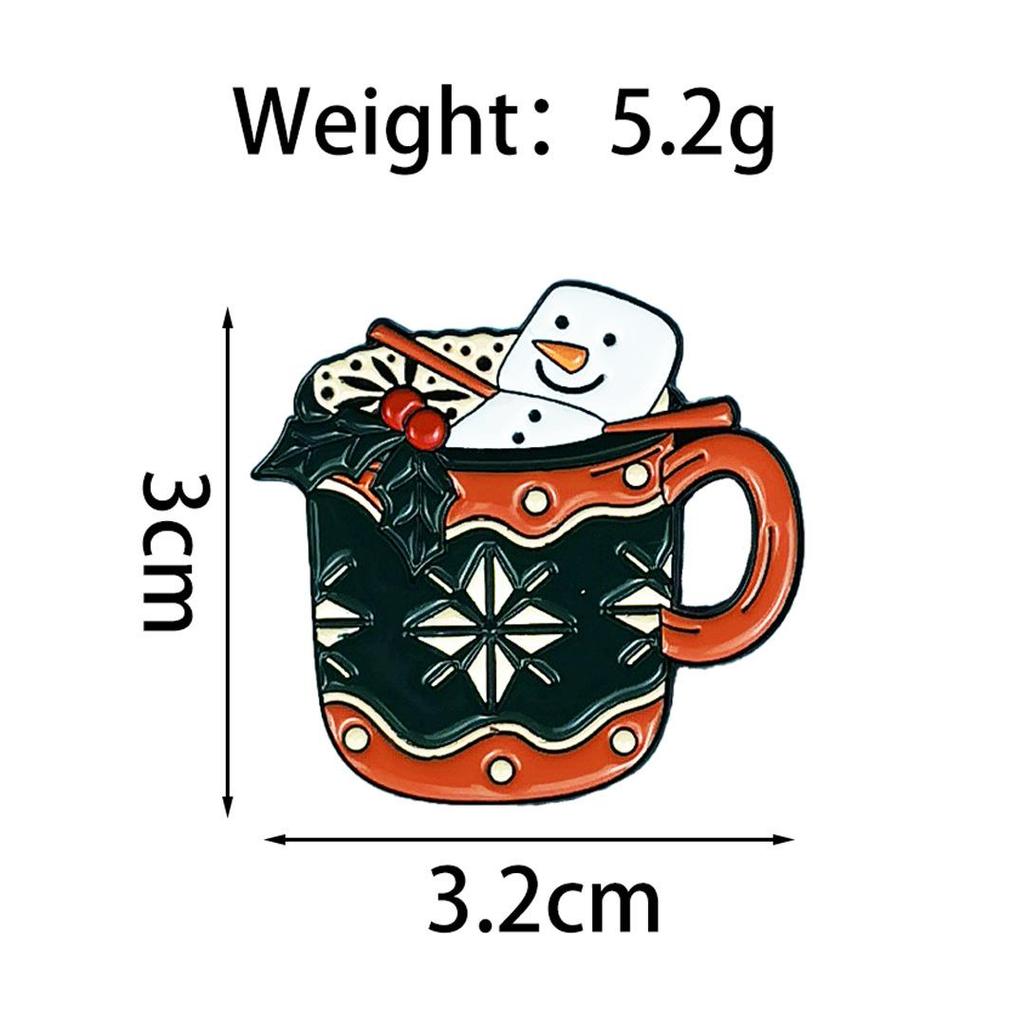 Festive Snowflake Marshmallow Cup Brooch - Cute Christmas Accessory for Clothing & Backpacks