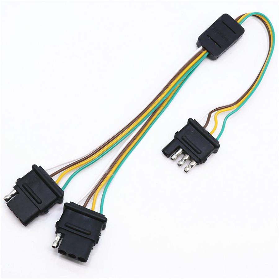 2 Pcs 12V Flat 4 Way 4Pin Y-Splitter Automobile SUV Trailer LED Harness Adapters