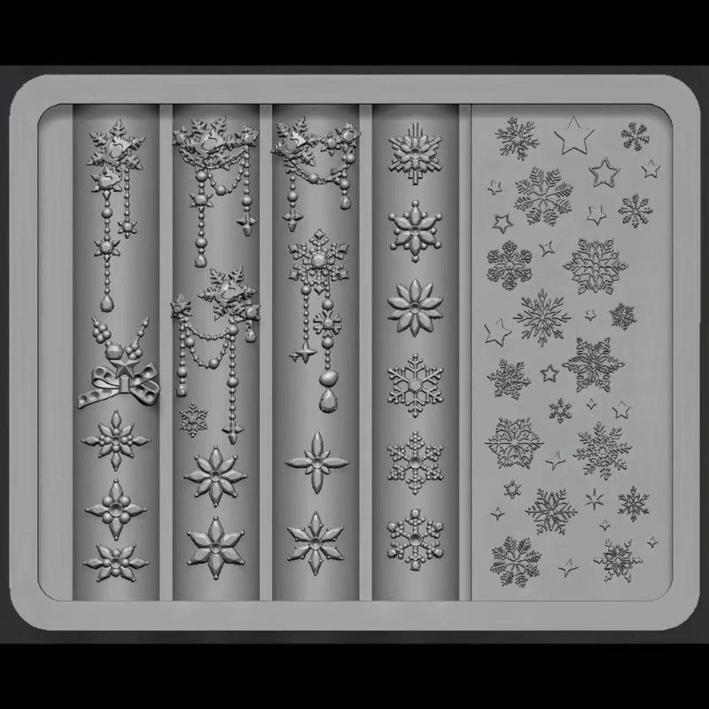 Nails Art Silicone Mold Snowflake Theme Manicure Training Tool Professional Manicure Supplies for Various Occasion