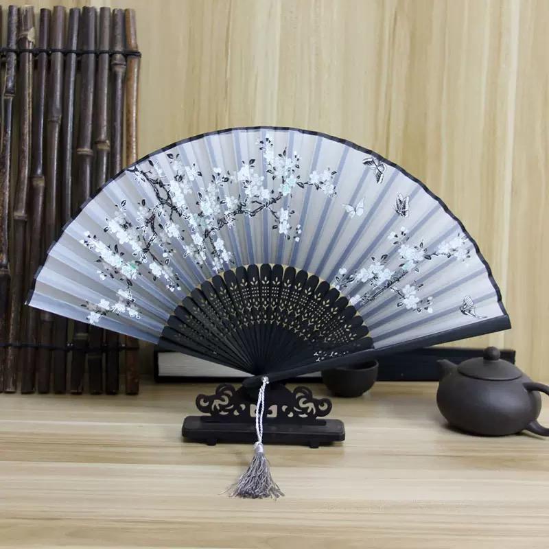 1pc-Multi-colored hand folding fan, bamboo folding fan, hand folding fan for church wedding gifts, party discount