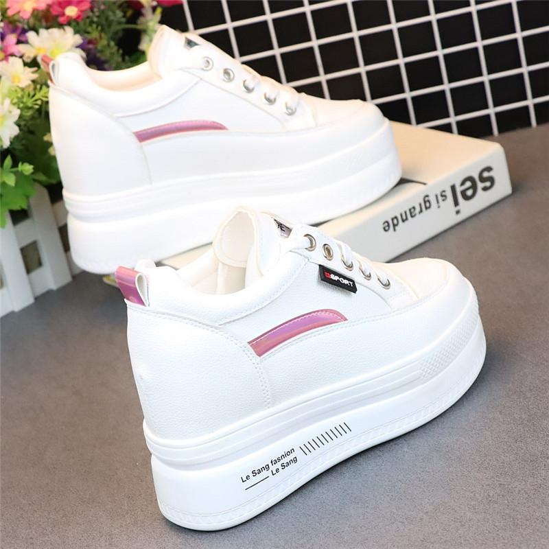 Fashion Woman Height Increasing Shoes 10CM Heels Spring Autumn Wedges Breathable Women Sneakers Casual Platform Trainers White Shoes