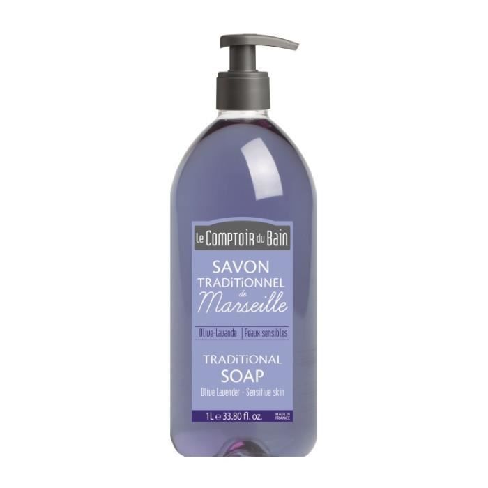 Savon liquide - Le Comptoir du Bain - Olive Lavande - 1L - Sans parabène - Flacon