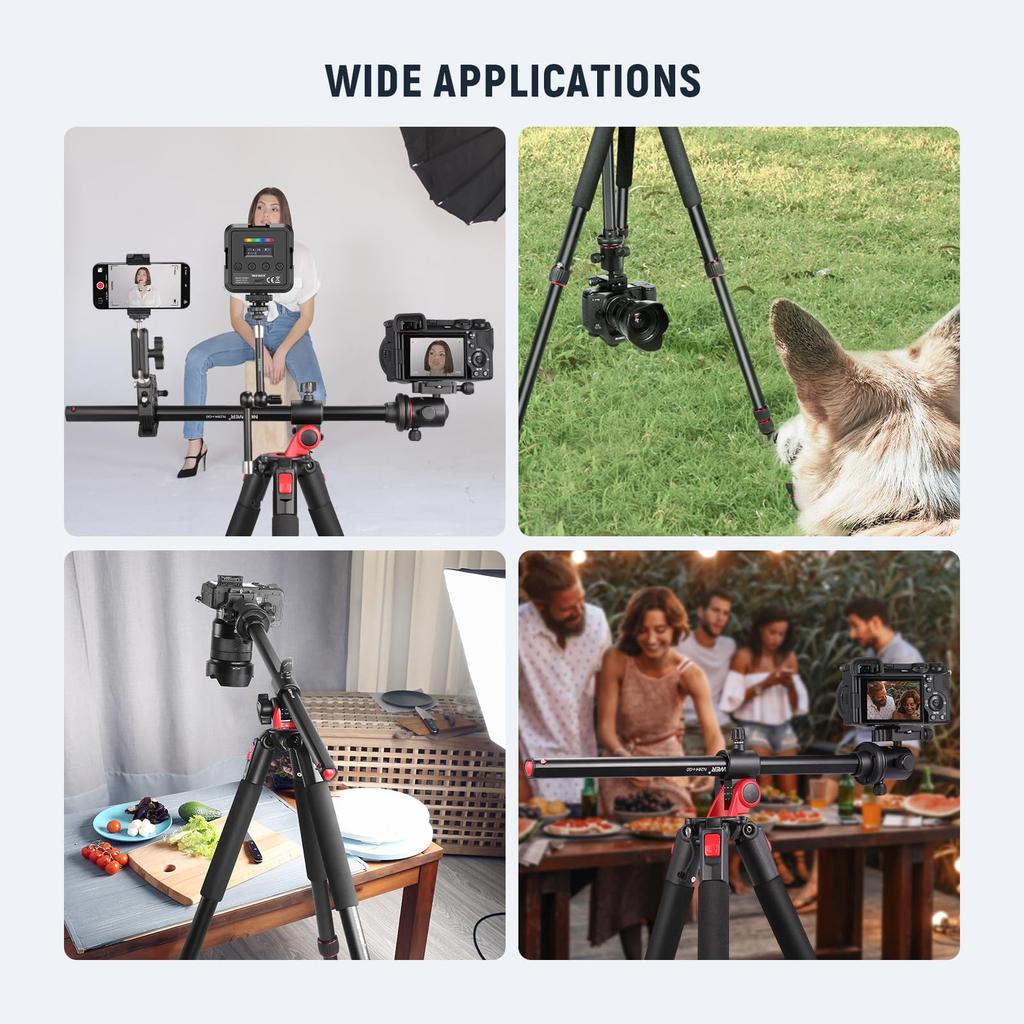 NEEWER 200cm Camera Tripod Monopod with Center Ball QR and Horizontal Tripod with Overhead Camera Mount for Overhead Suitable for Made of Aluminum