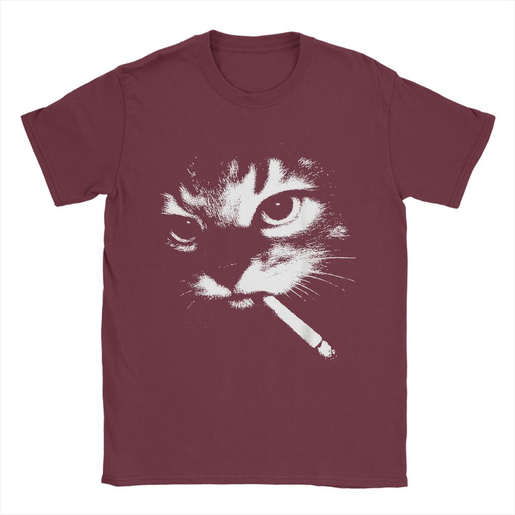 Men TShirt Smoking Cat Vintage Chonky Cat Retro 90s 100 Cotton Tees Short Sleeve  T Shirts Round Collar Clothes New Arrival