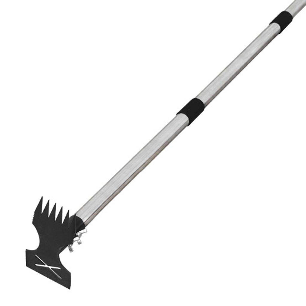 Weed Puller Tool 2 in 1 Manual Hand Rake for Uprooting Driveway Weeding 3 Section Handle
