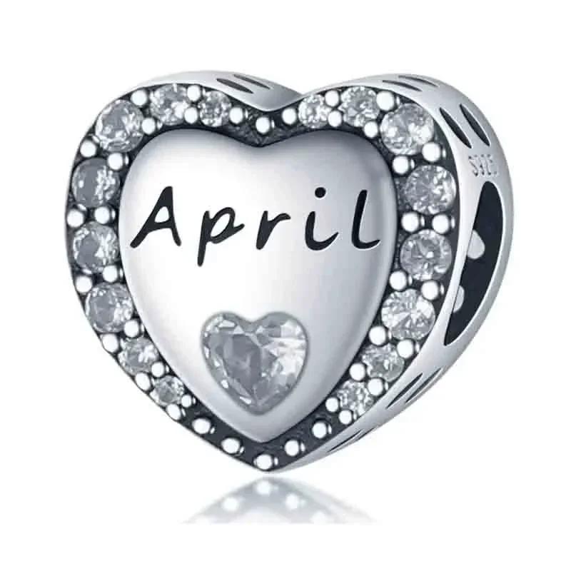 Authentic copper Blue Heart Zircon Twelve Zodiac Signs Months Flowers Charm Bead Charms Bead Charms Compatible With Bracelets Women Jewellery Diy Fine