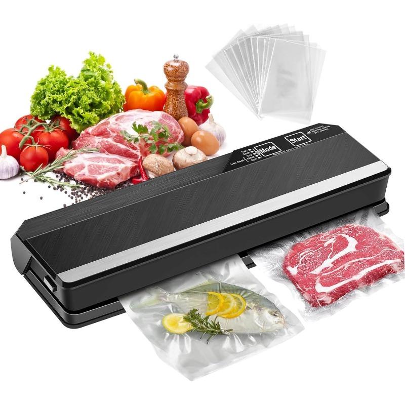 

Машина для вакуумной упаковки пищевых продуктов с 5 пакетами для запечатывания, автоматическая машина для запечатывания пищевых продуктов для сохранения продуктов с набором для начинающих, режимы сухой и влажной еды US Plug чёрный