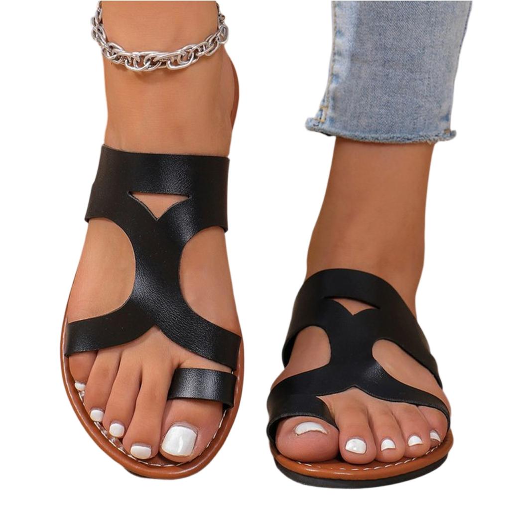 Zehensteg-Flatsandalen Farbe Übergröße Lässige Strandsandalen