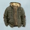 Herren Thermojacke mit Kapuze Kordelzug Langarm Einfarbig Jacke mit Taschen