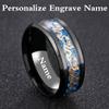 Černý Modrý Karbonový Vzor Draka Vložka Personalizované Jméno Svatba Prsten Amulet Prsten Pro Ženy Pánská Módní Šperky