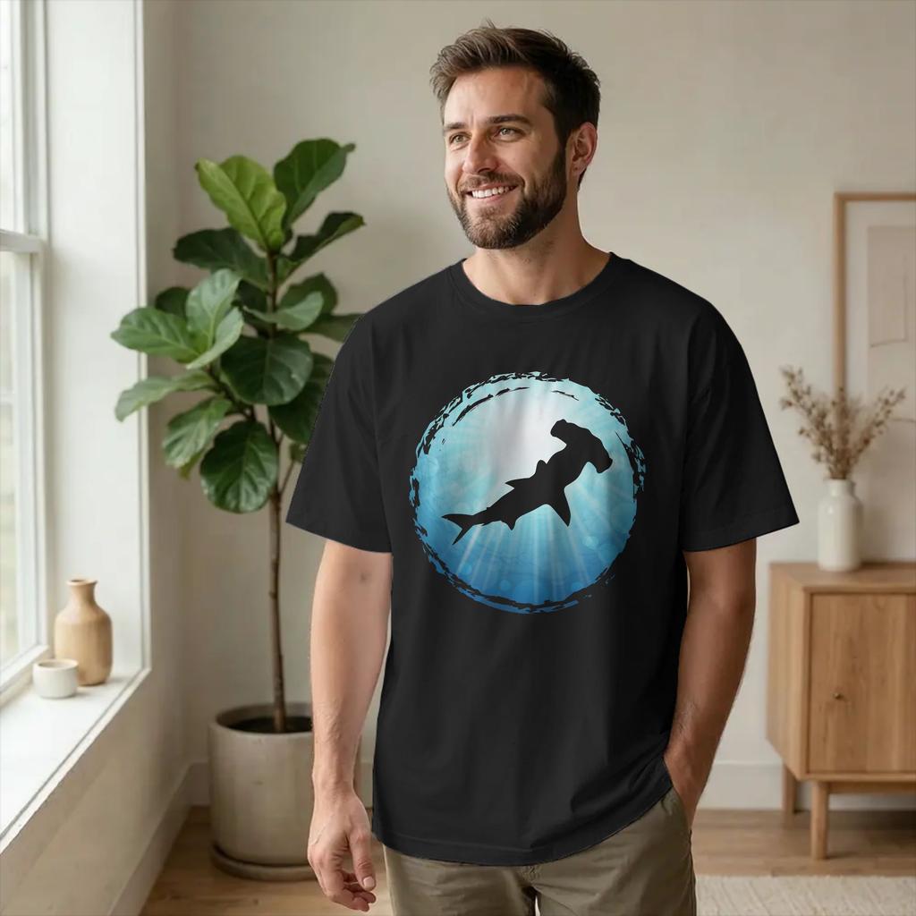 Hammerhead Sharks Whale Men T Shirts Galapagos Sea Funny Tees Short Sleeve O Neck T-Shirts Cott