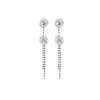 Pure White Mesh Flower Earrings Women'S High-End Long Diamond-Fringed Rose Personalized Earrings