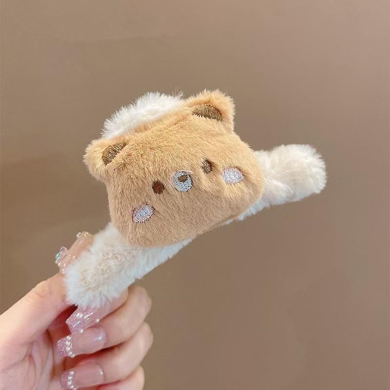 

Милая плюшевая мультяшная металлическая заколка для волос для летних женских волос, аксессуары для волос коричневый