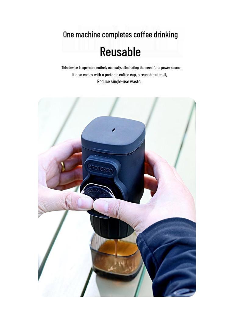 Italian Hand Press Espresso Machine - 19-Bar Outdoor Capsule Coffee Maker