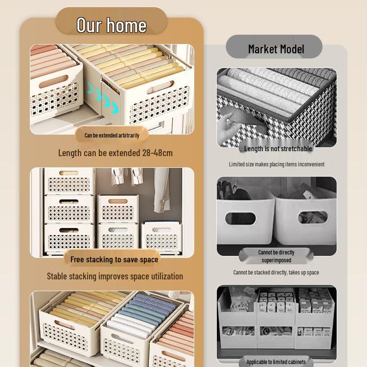 Retractable Wardrobe Drawer: Layered Organizer for Pants and Clothing Storage