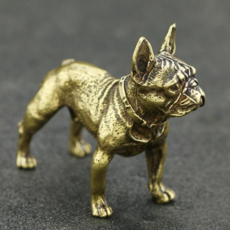 Copper Desk Ornaments Bulldog Miniatures Figurines Handmade Retro Brass Animal Pet Dog Statue Home Decorations Accessories Craft