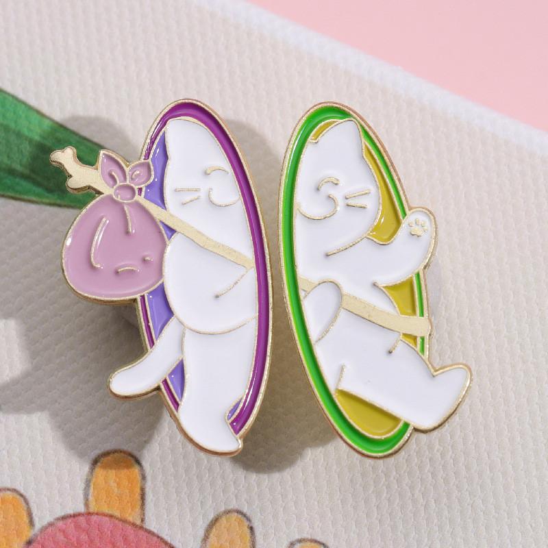 Cartoon Ocean Animal Metal Enamel Brooch Featuring Whimsical Whale Rabbit And Cat Designs For Stylish Fashion Accessories