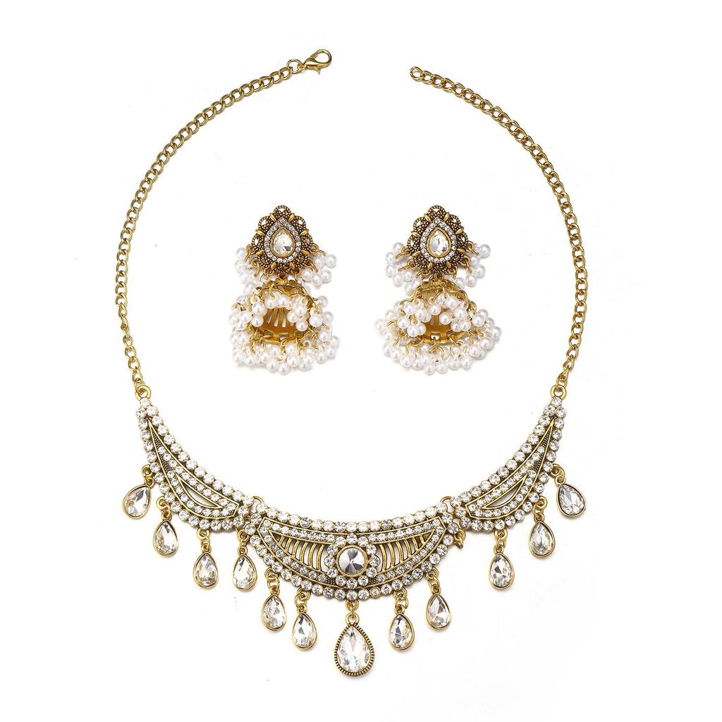 Middle Eastern Style Water Drop Necklace & Bell Earring Set