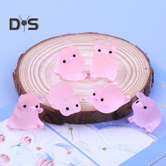 6ks Poutavé prase Socha Ornament Carving Technology Cute Glow Pig Mini Portrait Mini Fairy Garden Landscape