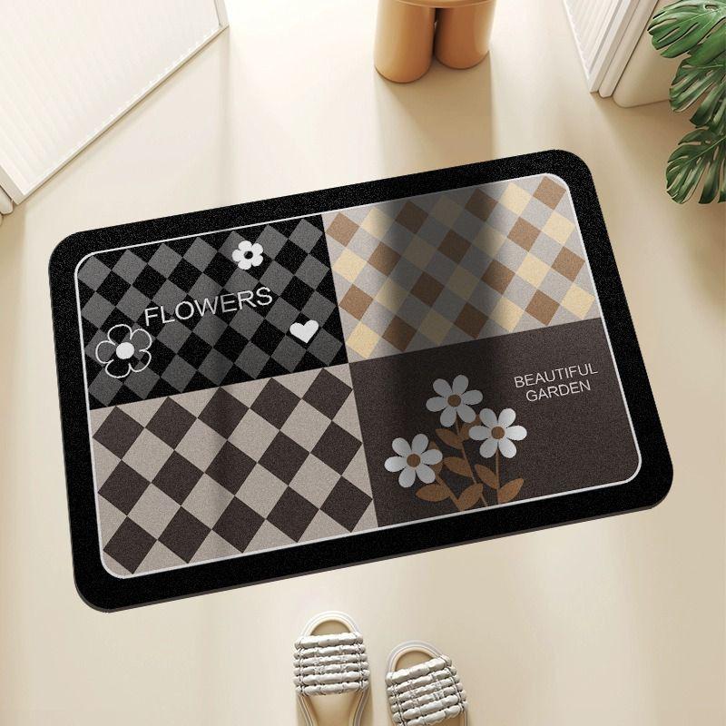 Light Luxury Bathroom Absorbent Floor Mat, Bathroom Door Toilet Non-slip Mat, Bathroom Carpet Quick-drying Foot Pad Anti-drop
