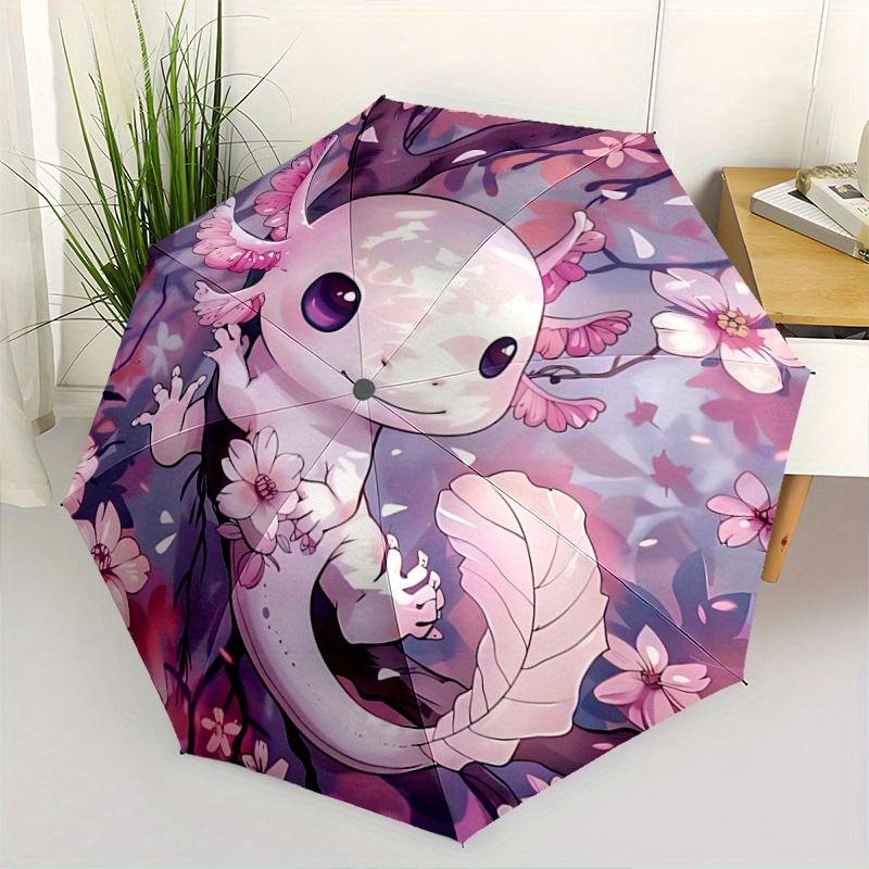 

1pc Axolotl on a Tree Pattern Automatic 3-Fold Umbrella, 8 Iron Frames, High-Value Folding Umbrella, Suitable for Office, Travel and Outdoor